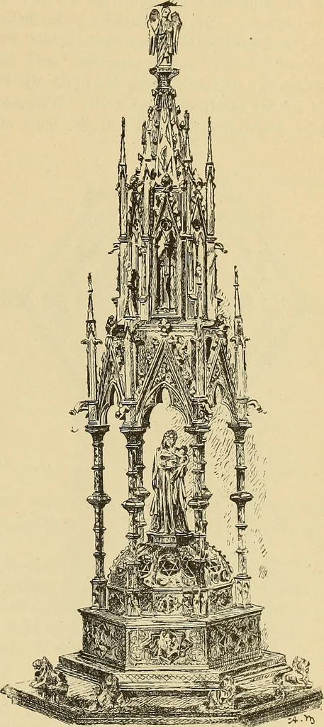 An illustration from L'arte nell'industria : lavori di legno e pastiglia, lavori di metallo, lavori di pietra, marmo, alabastro, ceramica, musaico, vetro, lavori di osso e avorio, lavori tessili, carte da parati e cuoi decorati, ricami, pizzi, cartelloni, stampe, ecc., 1907, leaf 440