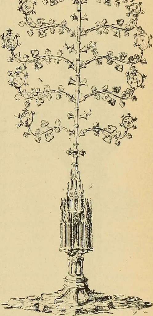 An illustration from L'arte nell'industria : lavori di legno e pastiglia, lavori di metallo, lavori di pietra, marmo, alabastro, ceramica, musaico, vetro, lavori di osso e avorio, lavori tessili, carte da parati e cuoi decorati, ricami, pizzi, cartelloni, stampe, ecc., 1907, leaf 444