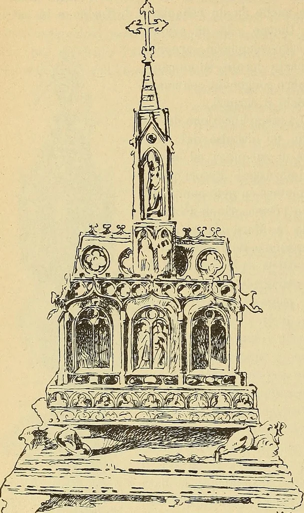 An illustration from L'arte nell'industria : lavori di legno e pastiglia, lavori di metallo, lavori di pietra, marmo, alabastro, ceramica, musaico, vetro, lavori di osso e avorio, lavori tessili, carte da parati e cuoi decorati, ricami, pizzi, cartelloni, stampe, ecc., 1907, leaf 447