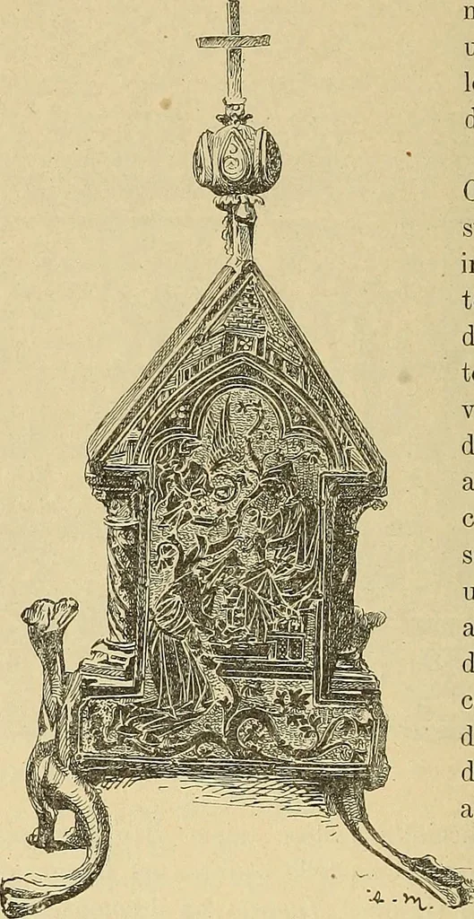 An illustration from L'arte nell'industria : lavori di legno e pastiglia, lavori di metallo, lavori di pietra, marmo, alabastro, ceramica, musaico, vetro, lavori di osso e avorio, lavori tessili, carte da parati e cuoi decorati, ricami, pizzi, cartelloni, stampe, ecc., 1907, leaf 455