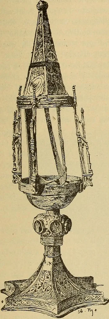 An illustration from L'arte nell'industria : lavori di legno e pastiglia, lavori di metallo, lavori di pietra, marmo, alabastro, ceramica, musaico, vetro, lavori di osso e avorio, lavori tessili, carte da parati e cuoi decorati, ricami, pizzi, cartelloni, stampe, ecc., 1907, leaf 456