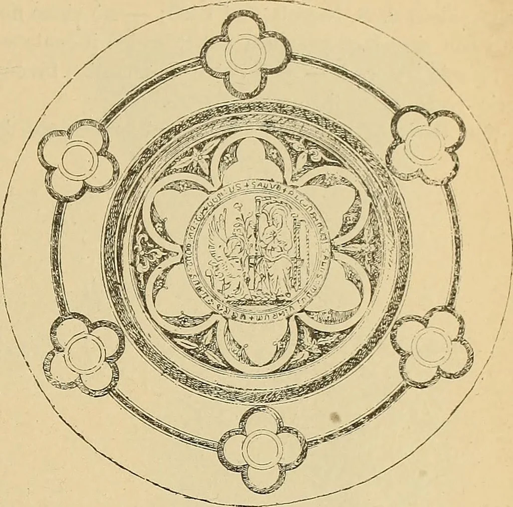 An illustration from L'arte nell'industria : lavori di legno e pastiglia, lavori di metallo, lavori di pietra, marmo, alabastro, ceramica, musaico, vetro, lavori di osso e avorio, lavori tessili, carte da parati e cuoi decorati, ricami, pizzi, cartelloni, stampe, ecc., 1907, leaf 460