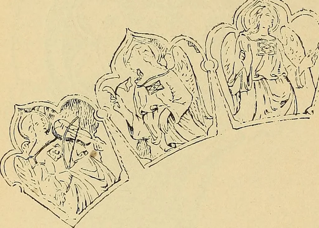 An illustration from L'arte nell'industria : lavori di legno e pastiglia, lavori di metallo, lavori di pietra, marmo, alabastro, ceramica, musaico, vetro, lavori di osso e avorio, lavori tessili, carte da parati e cuoi decorati, ricami, pizzi, cartelloni, stampe, ecc., 1907, leaf 461