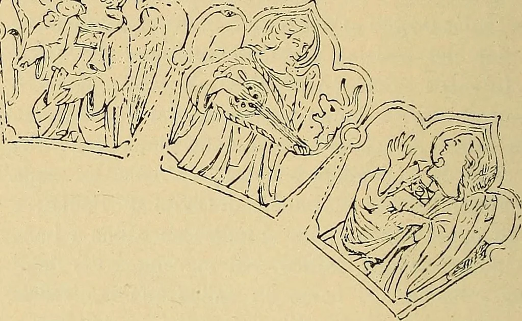 An illustration from L'arte nell'industria : lavori di legno e pastiglia, lavori di metallo, lavori di pietra, marmo, alabastro, ceramica, musaico, vetro, lavori di osso e avorio, lavori tessili, carte da parati e cuoi decorati, ricami, pizzi, cartelloni, stampe, ecc., 1907, leaf 461