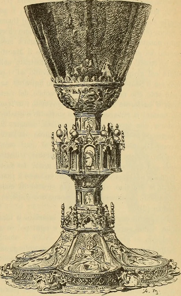 An illustration from L'arte nell'industria : lavori di legno e pastiglia, lavori di metallo, lavori di pietra, marmo, alabastro, ceramica, musaico, vetro, lavori di osso e avorio, lavori tessili, carte da parati e cuoi decorati, ricami, pizzi, cartelloni, stampe, ecc., 1907, leaf 462