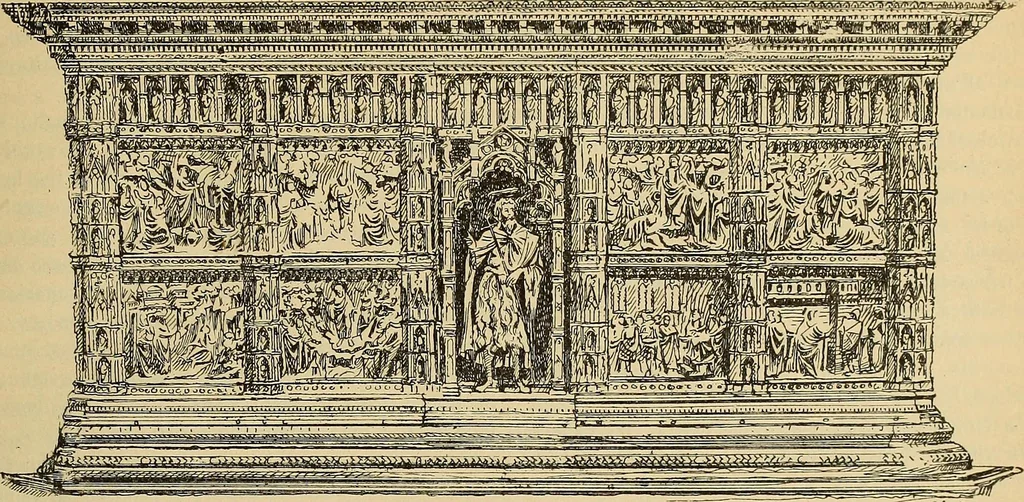 An illustration from L'arte nell'industria : lavori di legno e pastiglia, lavori di metallo, lavori di pietra, marmo, alabastro, ceramica, musaico, vetro, lavori di osso e avorio, lavori tessili, carte da parati e cuoi decorati, ricami, pizzi, cartelloni, stampe, ecc., 1907, leaf 468