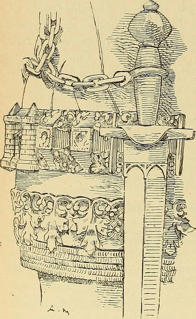 An illustration from L'arte nell'industria : lavori di legno e pastiglia, lavori di metallo, lavori di pietra, marmo, alabastro, ceramica, musaico, vetro, lavori di osso e avorio, lavori tessili, carte da parati e cuoi decorati, ricami, pizzi, cartelloni, stampe, ecc., 1907, leaf 477