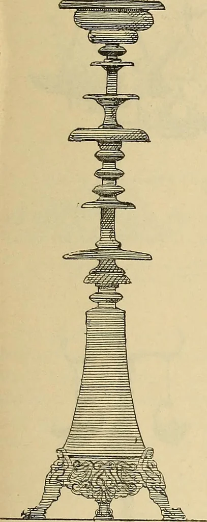 An illustration from L'arte nell'industria : lavori di legno e pastiglia, lavori di metallo, lavori di pietra, marmo, alabastro, ceramica, musaico, vetro, lavori di osso e avorio, lavori tessili, carte da parati e cuoi decorati, ricami, pizzi, cartelloni, stampe, ecc., 1907, leaf 48