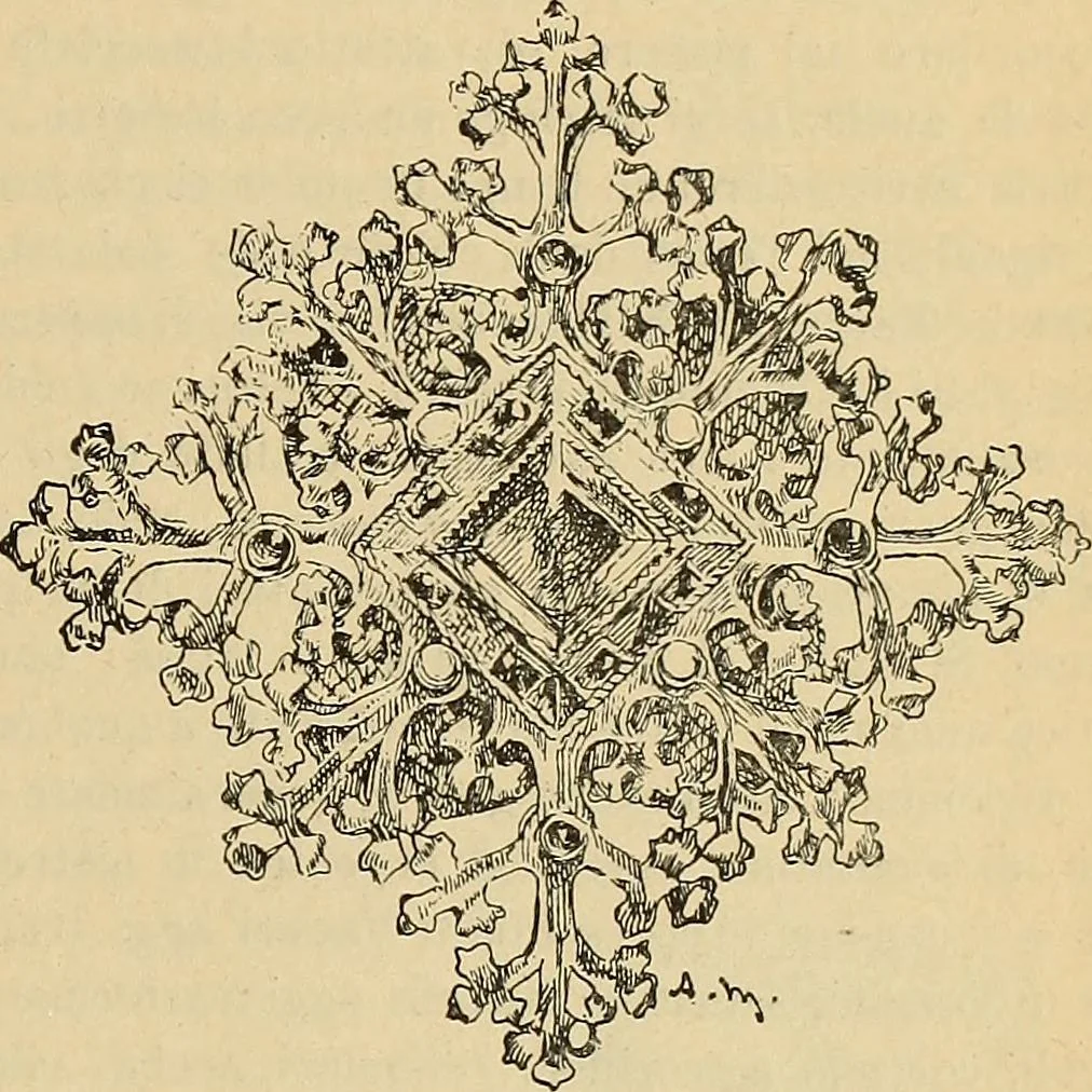 An illustration from L'arte nell'industria : lavori di legno e pastiglia, lavori di metallo, lavori di pietra, marmo, alabastro, ceramica, musaico, vetro, lavori di osso e avorio, lavori tessili, carte da parati e cuoi decorati, ricami, pizzi, cartelloni, stampe, ecc., 1907, leaf 482