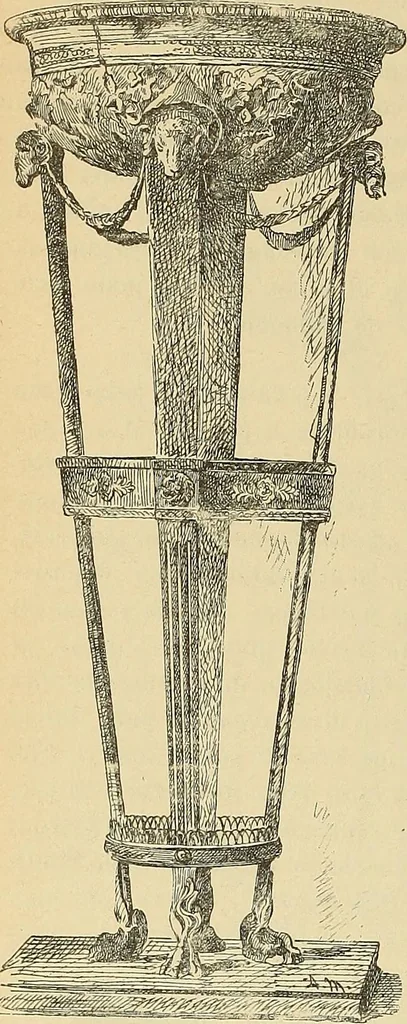 An illustration from L'arte nell'industria : lavori di legno e pastiglia, lavori di metallo, lavori di pietra, marmo, alabastro, ceramica, musaico, vetro, lavori di osso e avorio, lavori tessili, carte da parati e cuoi decorati, ricami, pizzi, cartelloni, stampe, ecc., 1907, leaf 51