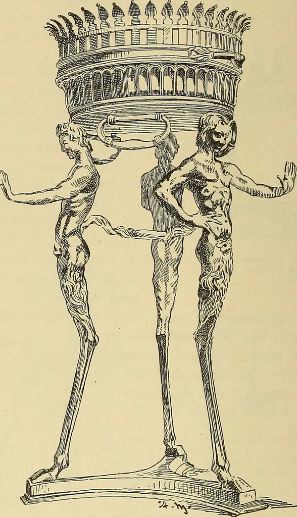 An illustration from L'arte nell'industria : lavori di legno e pastiglia, lavori di metallo, lavori di pietra, marmo, alabastro, ceramica, musaico, vetro, lavori di osso e avorio, lavori tessili, carte da parati e cuoi decorati, ricami, pizzi, cartelloni, stampe, ecc., 1907, leaf 51