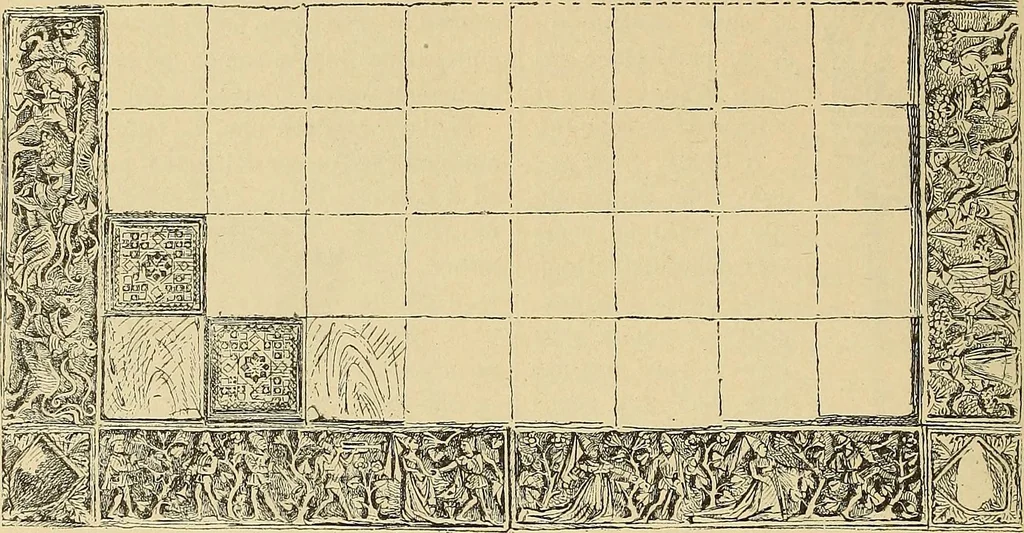 An illustration from L'arte nell'industria : lavori di legno e pastiglia, lavori di metallo, lavori di pietra, marmo, alabastro, ceramica, musaico, vetro, lavori di osso e avorio, lavori tessili, carte da parati e cuoi decorati, ricami, pizzi, cartelloni, stampe, ecc., 1907, leaf 513