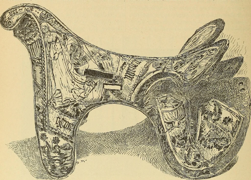 An illustration from L'arte nell'industria : lavori di legno e pastiglia, lavori di metallo, lavori di pietra, marmo, alabastro, ceramica, musaico, vetro, lavori di osso e avorio, lavori tessili, carte da parati e cuoi decorati, ricami, pizzi, cartelloni, stampe, ecc., 1907, leaf 515