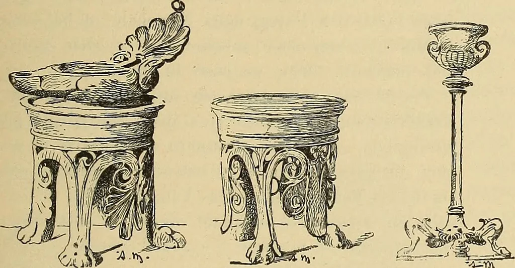 An illustration from L'arte nell'industria : lavori di legno e pastiglia, lavori di metallo, lavori di pietra, marmo, alabastro, ceramica, musaico, vetro, lavori di osso e avorio, lavori tessili, carte da parati e cuoi decorati, ricami, pizzi, cartelloni, stampe, ecc., 1907, leaf 52