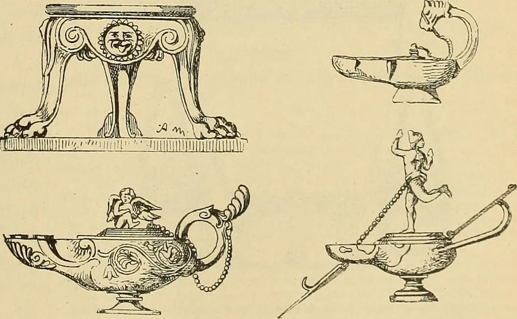 An illustration from L'arte nell'industria : lavori di legno e pastiglia, lavori di metallo, lavori di pietra, marmo, alabastro, ceramica, musaico, vetro, lavori di osso e avorio, lavori tessili, carte da parati e cuoi decorati, ricami, pizzi, cartelloni, stampe, ecc., 1907, leaf 52