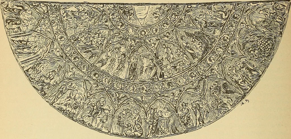 An illustration from L'arte nell'industria : lavori di legno e pastiglia, lavori di metallo, lavori di pietra, marmo, alabastro, ceramica, musaico, vetro, lavori di osso e avorio, lavori tessili, carte da parati e cuoi decorati, ricami, pizzi, cartelloni, stampe, ecc., 1907, leaf 525