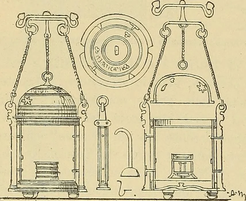An illustration from L'arte nell'industria : lavori di legno e pastiglia, lavori di metallo, lavori di pietra, marmo, alabastro, ceramica, musaico, vetro, lavori di osso e avorio, lavori tessili, carte da parati e cuoi decorati, ricami, pizzi, cartelloni, stampe, ecc., 1907, leaf 53