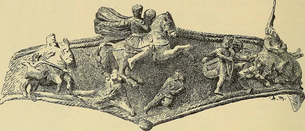 An illustration from L'arte nell'industria : lavori di legno e pastiglia, lavori di metallo, lavori di pietra, marmo, alabastro, ceramica, musaico, vetro, lavori di osso e avorio, lavori tessili, carte da parati e cuoi decorati, ricami, pizzi, cartelloni, stampe, ecc., 1907, leaf 61