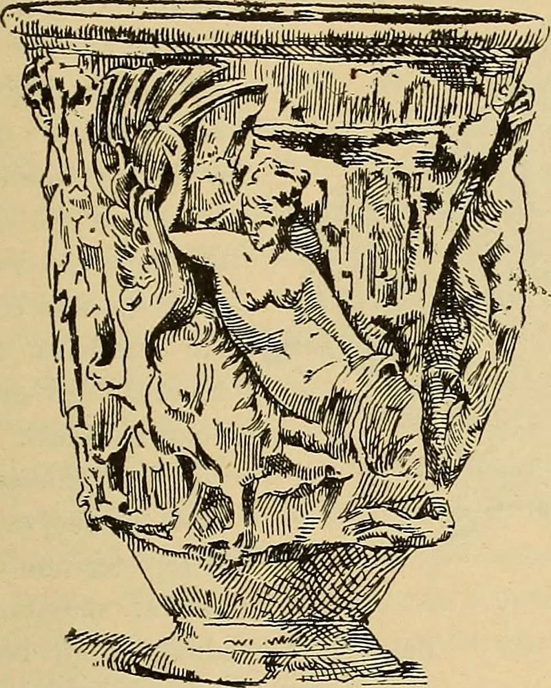 An illustration from L'arte nell'industria : lavori di legno e pastiglia, lavori di metallo, lavori di pietra, marmo, alabastro, ceramica, musaico, vetro, lavori di osso e avorio, lavori tessili, carte da parati e cuoi decorati, ricami, pizzi, cartelloni, stampe, ecc., 1907, leaf 66