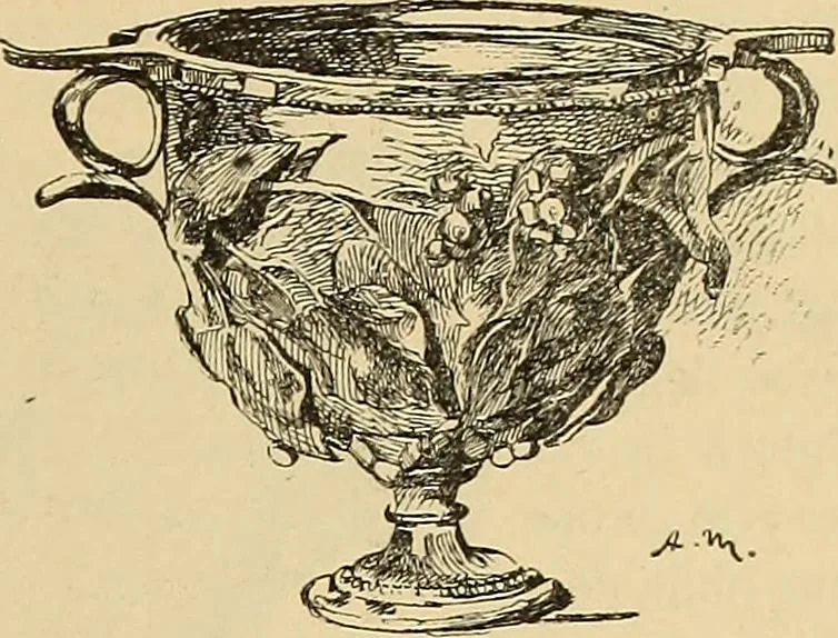 An illustration from L'arte nell'industria : lavori di legno e pastiglia, lavori di metallo, lavori di pietra, marmo, alabastro, ceramica, musaico, vetro, lavori di osso e avorio, lavori tessili, carte da parati e cuoi decorati, ricami, pizzi, cartelloni, stampe, ecc., 1907, leaf 66