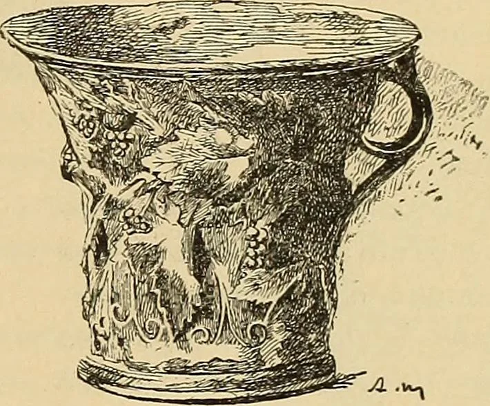 An illustration from L'arte nell'industria : lavori di legno e pastiglia, lavori di metallo, lavori di pietra, marmo, alabastro, ceramica, musaico, vetro, lavori di osso e avorio, lavori tessili, carte da parati e cuoi decorati, ricami, pizzi, cartelloni, stampe, ecc., 1907, leaf 66