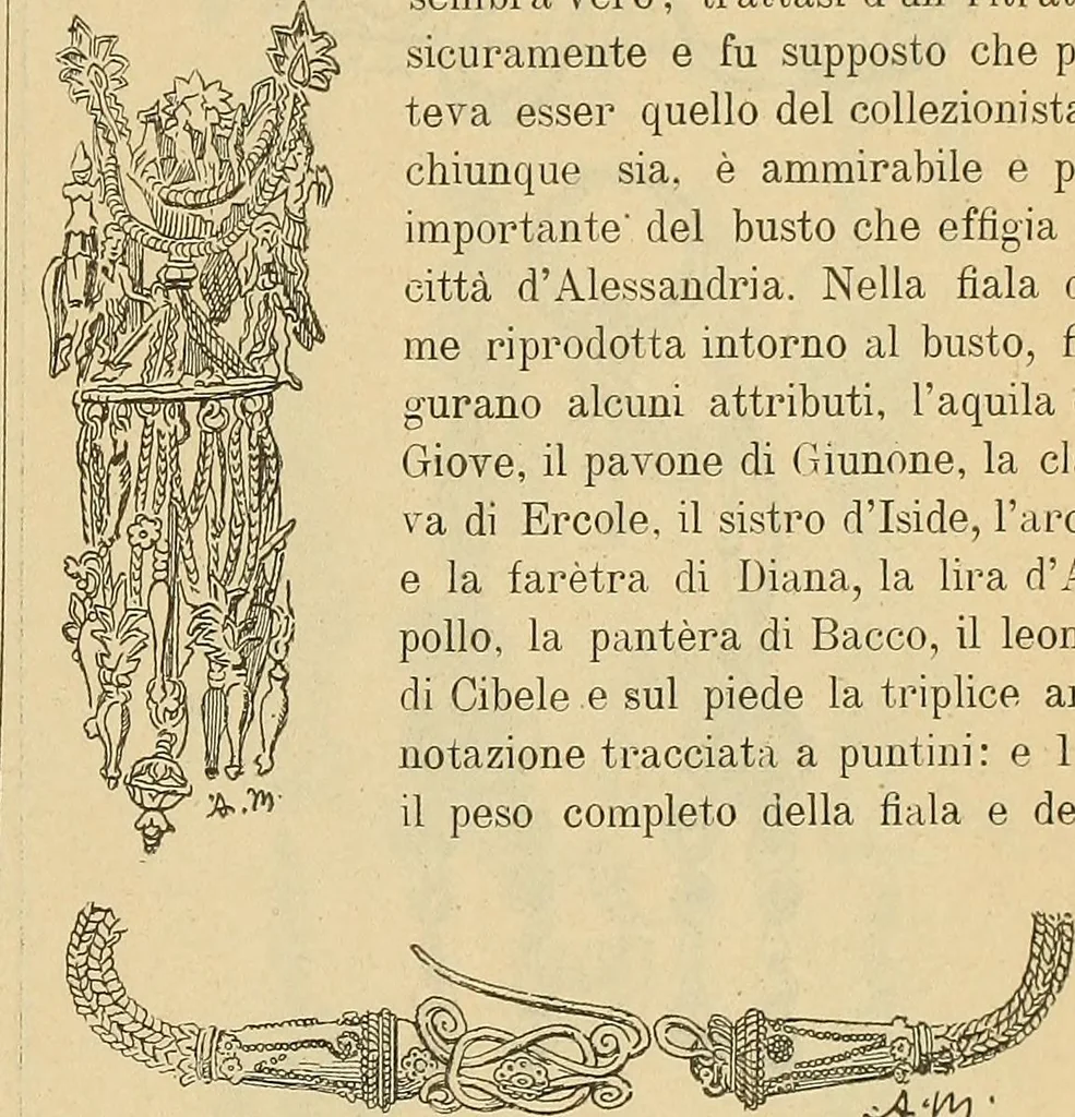 An illustration from L'arte nell'industria : lavori di legno e pastiglia, lavori di metallo, lavori di pietra, marmo, alabastro, ceramica, musaico, vetro, lavori di osso e avorio, lavori tessili, carte da parati e cuoi decorati, ricami, pizzi, cartelloni, stampe, ecc., 1907, leaf 70