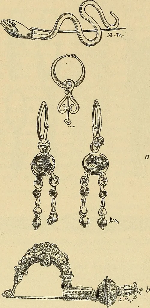 An illustration from L'arte nell'industria : lavori di legno e pastiglia, lavori di metallo, lavori di pietra, marmo, alabastro, ceramica, musaico, vetro, lavori di osso e avorio, lavori tessili, carte da parati e cuoi decorati, ricami, pizzi, cartelloni, stampe, ecc., 1907, leaf 71