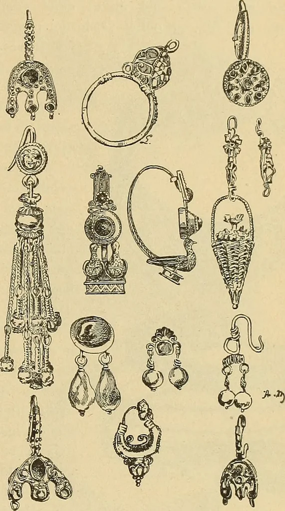 An illustration from L'arte nell'industria : lavori di legno e pastiglia, lavori di metallo, lavori di pietra, marmo, alabastro, ceramica, musaico, vetro, lavori di osso e avorio, lavori tessili, carte da parati e cuoi decorati, ricami, pizzi, cartelloni, stampe, ecc., 1907, leaf 72