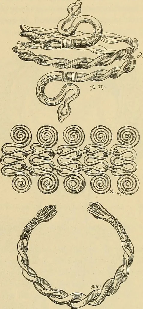 An illustration from L'arte nell'industria : lavori di legno e pastiglia, lavori di metallo, lavori di pietra, marmo, alabastro, ceramica, musaico, vetro, lavori di osso e avorio, lavori tessili, carte da parati e cuoi decorati, ricami, pizzi, cartelloni, stampe, ecc., 1907, leaf 74