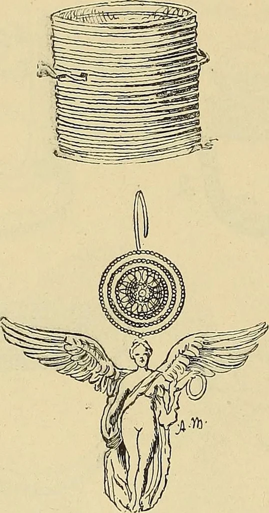 An illustration from L'arte nell'industria : lavori di legno e pastiglia, lavori di metallo, lavori di pietra, marmo, alabastro, ceramica, musaico, vetro, lavori di osso e avorio, lavori tessili, carte da parati e cuoi decorati, ricami, pizzi, cartelloni, stampe, ecc., 1907, leaf 79