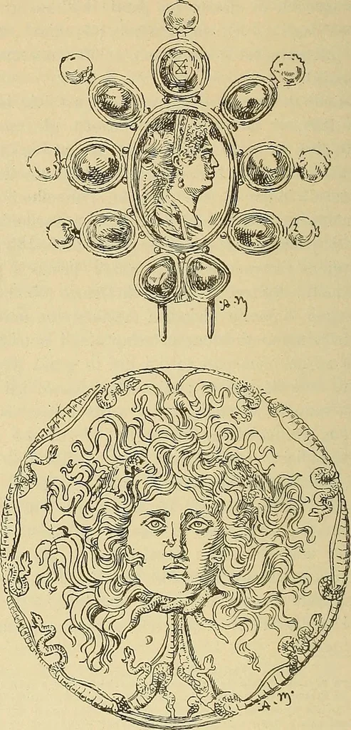 An illustration from L'arte nell'industria : lavori di legno e pastiglia, lavori di metallo, lavori di pietra, marmo, alabastro, ceramica, musaico, vetro, lavori di osso e avorio, lavori tessili, carte da parati e cuoi decorati, ricami, pizzi, cartelloni, stampe, ecc., 1907, leaf 81