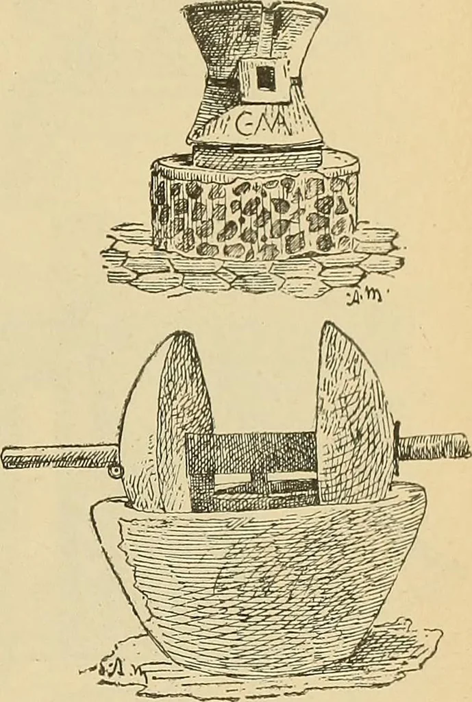 An illustration from L'arte nell'industria : lavori di legno e pastiglia, lavori di metallo, lavori di pietra, marmo, alabastro, ceramica, musaico, vetro, lavori di osso e avorio, lavori tessili, carte da parati e cuoi decorati, ricami, pizzi, cartelloni, stampe, ecc., 1907, leaf 82