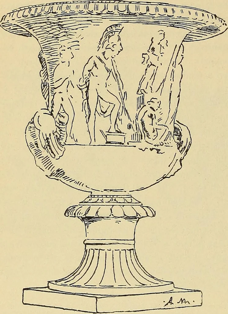 An illustration from L'arte nell'industria : lavori di legno e pastiglia, lavori di metallo, lavori di pietra, marmo, alabastro, ceramica, musaico, vetro, lavori di osso e avorio, lavori tessili, carte da parati e cuoi decorati, ricami, pizzi, cartelloni, stampe, ecc., 1907, leaf 87
