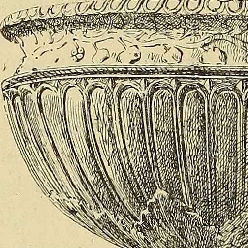 An illustration from L'arte nell'industria : lavori di legno e pastiglia, lavori di metallo, lavori di pietra, marmo, alabastro, ceramica, musaico, vetro, lavori di osso e avorio, lavori tessili, carte da parati e cuoi decorati, ricami, pizzi, cartelloni, stampe, ecc., 1907, leaf 93