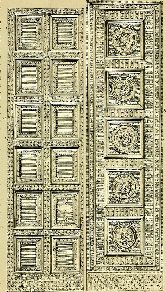 An illustration from L'arte nell'industria : lavori di legno e pastiglia, lavori di metallo, lavori di pietra, marmo, alabastro, ceramica, musaico, vetro, lavori di osso e avorio, lavori tessili, carte da parati e cuoi decorati, ricami, pizzi, cartelloni, stampe, ecc., 1907, leaf 102