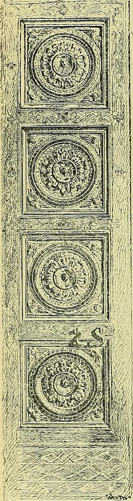 An illustration from L'arte nell'industria : lavori di legno e pastiglia, lavori di metallo, lavori di pietra, marmo, alabastro, ceramica, musaico, vetro, lavori di osso e avorio, lavori tessili, carte da parati e cuoi decorati, ricami, pizzi, cartelloni, stampe, ecc., 1907, leaf 103