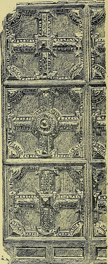 An illustration from L'arte nell'industria : lavori di legno e pastiglia, lavori di metallo, lavori di pietra, marmo, alabastro, ceramica, musaico, vetro, lavori di osso e avorio, lavori tessili, carte da parati e cuoi decorati, ricami, pizzi, cartelloni, stampe, ecc., 1907, leaf 103