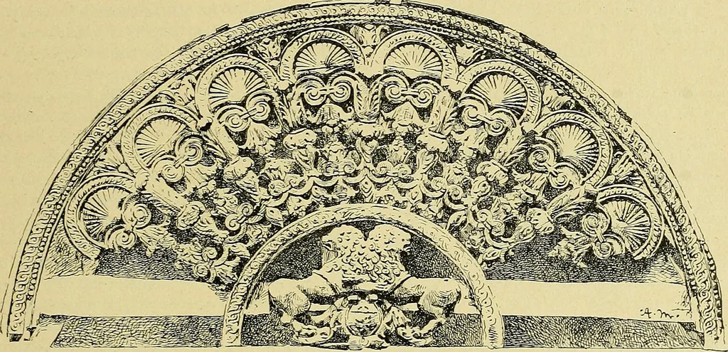 An illustration from L'arte nell'industria : lavori di legno e pastiglia, lavori di metallo, lavori di pietra, marmo, alabastro, ceramica, musaico, vetro, lavori di osso e avorio, lavori tessili, carte da parati e cuoi decorati, ricami, pizzi, cartelloni, stampe, ecc., 1907, leaf 104