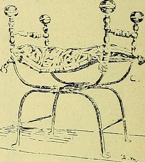 An illustration from L'arte nell'industria : lavori di legno e pastiglia, lavori di metallo, lavori di pietra, marmo, alabastro, ceramica, musaico, vetro, lavori di osso e avorio, lavori tessili, carte da parati e cuoi decorati, ricami, pizzi, cartelloni, stampe, ecc., 1907, leaf 111
