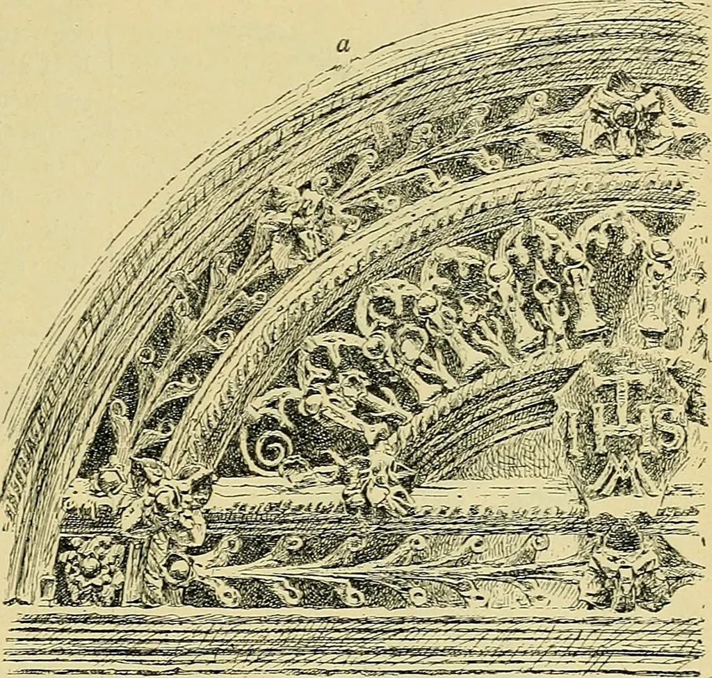 An illustration from L'arte nell'industria : lavori di legno e pastiglia, lavori di metallo, lavori di pietra, marmo, alabastro, ceramica, musaico, vetro, lavori di osso e avorio, lavori tessili, carte da parati e cuoi decorati, ricami, pizzi, cartelloni, stampe, ecc., 1907, leaf 118