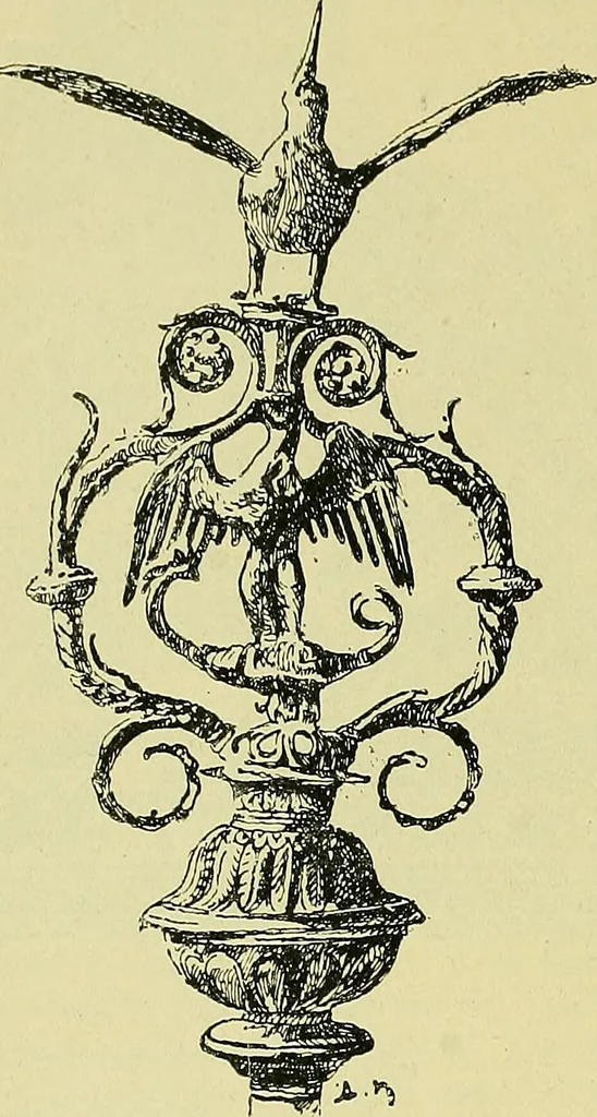 An illustration from L'arte nell'industria : lavori di legno e pastiglia, lavori di metallo, lavori di pietra, marmo, alabastro, ceramica, musaico, vetro, lavori di osso e avorio, lavori tessili, carte da parati e cuoi decorati, ricami, pizzi, cartelloni, stampe, ecc., 1907, leaf 119