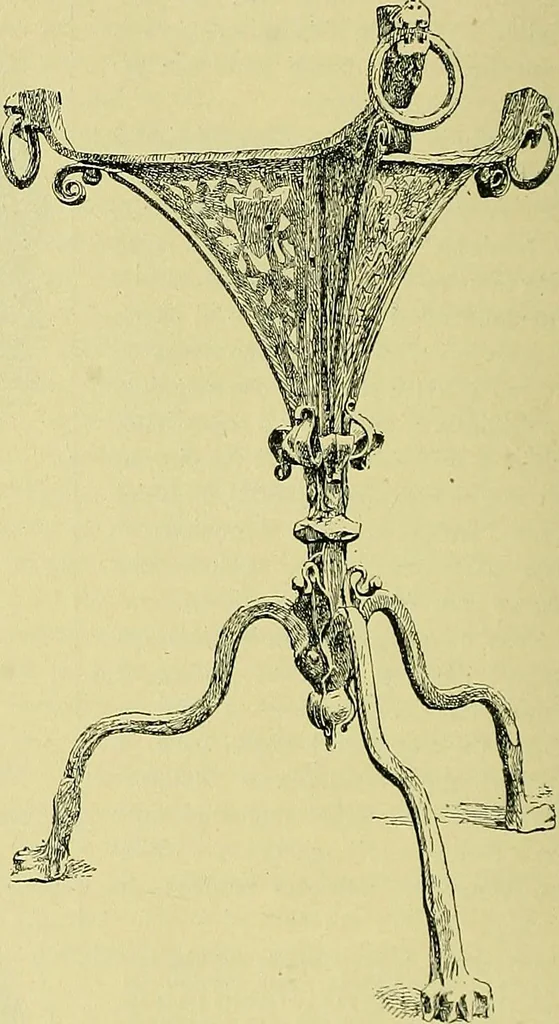 An illustration from L'arte nell'industria : lavori di legno e pastiglia, lavori di metallo, lavori di pietra, marmo, alabastro, ceramica, musaico, vetro, lavori di osso e avorio, lavori tessili, carte da parati e cuoi decorati, ricami, pizzi, cartelloni, stampe, ecc., 1907, leaf 119