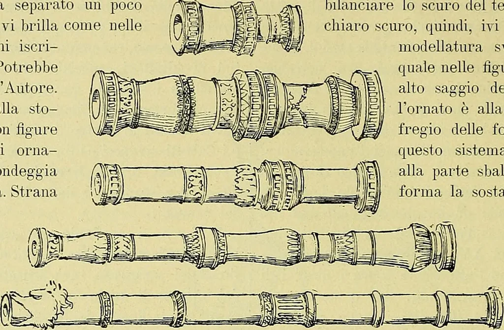 An illustration from L'arte nell'industria : lavori di legno e pastiglia, lavori di metallo, lavori di pietra, marmo, alabastro, ceramica, musaico, vetro, lavori di osso e avorio, lavori tessili, carte da parati e cuoi decorati, ricami, pizzi, cartelloni, stampe, ecc., 1907, leaf 127