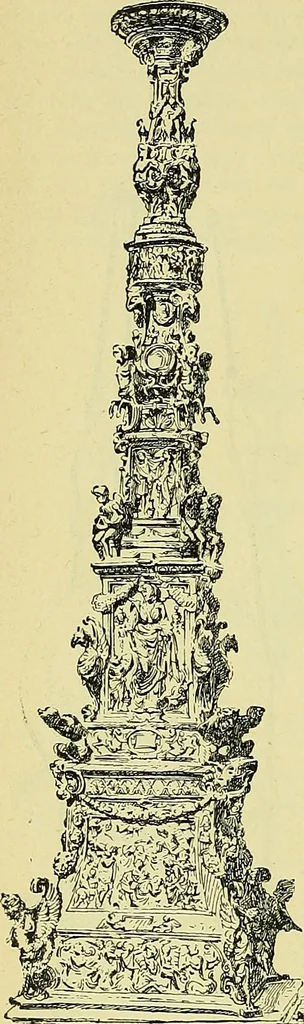 An illustration from L'arte nell'industria : lavori di legno e pastiglia, lavori di metallo, lavori di pietra, marmo, alabastro, ceramica, musaico, vetro, lavori di osso e avorio, lavori tessili, carte da parati e cuoi decorati, ricami, pizzi, cartelloni, stampe, ecc., 1907, leaf 139
