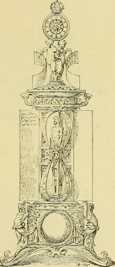 An illustration from L'arte nell'industria : lavori di legno e pastiglia, lavori di metallo, lavori di pietra, marmo, alabastro, ceramica, musaico, vetro, lavori di osso e avorio, lavori tessili, carte da parati e cuoi decorati, ricami, pizzi, cartelloni, stampe, ecc., 1907, leaf 166