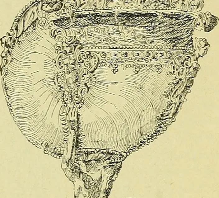 An illustration from L'arte nell'industria : lavori di legno e pastiglia, lavori di metallo, lavori di pietra, marmo, alabastro, ceramica, musaico, vetro, lavori di osso e avorio, lavori tessili, carte da parati e cuoi decorati, ricami, pizzi, cartelloni, stampe, ecc., 1907, leaf 167