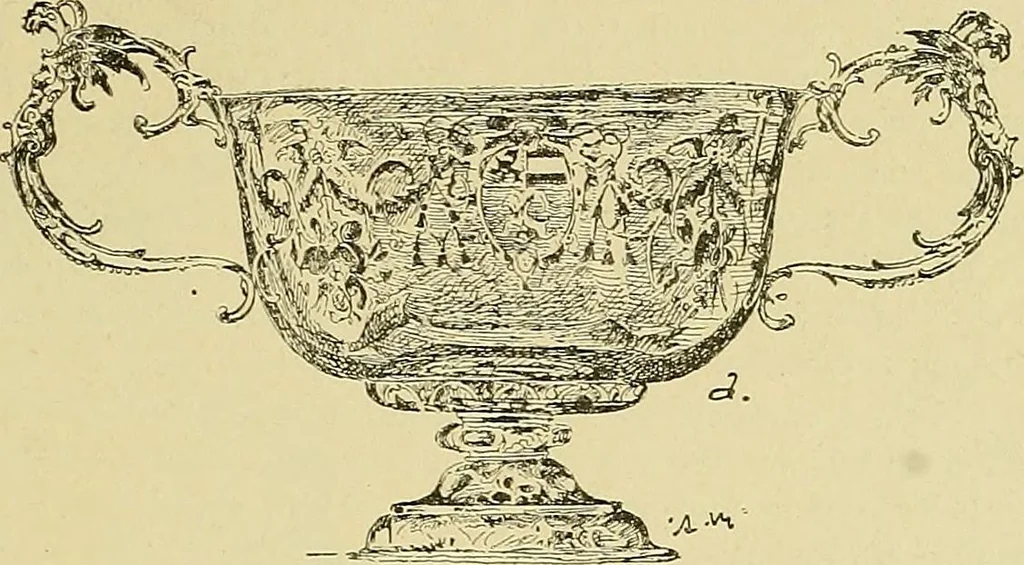 An illustration from L'arte nell'industria : lavori di legno e pastiglia, lavori di metallo, lavori di pietra, marmo, alabastro, ceramica, musaico, vetro, lavori di osso e avorio, lavori tessili, carte da parati e cuoi decorati, ricami, pizzi, cartelloni, stampe, ecc., 1907, leaf 168