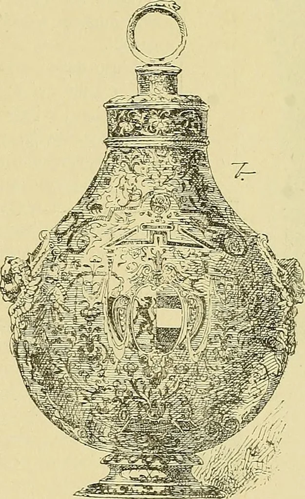 An illustration from L'arte nell'industria : lavori di legno e pastiglia, lavori di metallo, lavori di pietra, marmo, alabastro, ceramica, musaico, vetro, lavori di osso e avorio, lavori tessili, carte da parati e cuoi decorati, ricami, pizzi, cartelloni, stampe, ecc., 1907, leaf 170