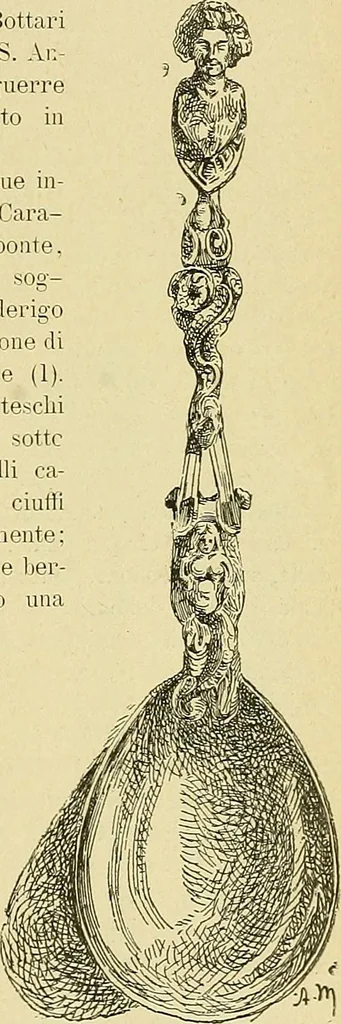 An illustration from L'arte nell'industria : lavori di legno e pastiglia, lavori di metallo, lavori di pietra, marmo, alabastro, ceramica, musaico, vetro, lavori di osso e avorio, lavori tessili, carte da parati e cuoi decorati, ricami, pizzi, cartelloni, stampe, ecc., 1907, leaf 172