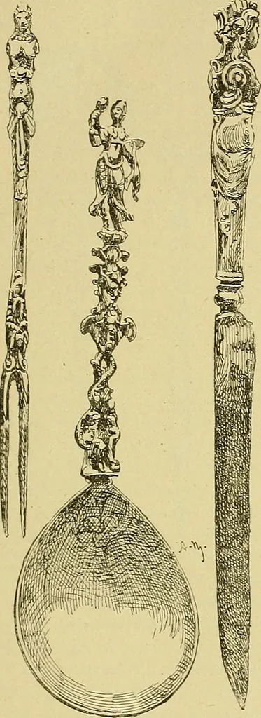 An illustration from L'arte nell'industria : lavori di legno e pastiglia, lavori di metallo, lavori di pietra, marmo, alabastro, ceramica, musaico, vetro, lavori di osso e avorio, lavori tessili, carte da parati e cuoi decorati, ricami, pizzi, cartelloni, stampe, ecc., 1907, leaf 174